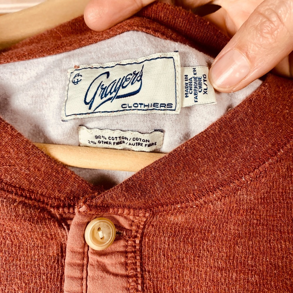 Grayers Shirt Mens Extra Large New Windsor Double Cloth Henley Red‎ Outdoor Work - Picture 4 of 9